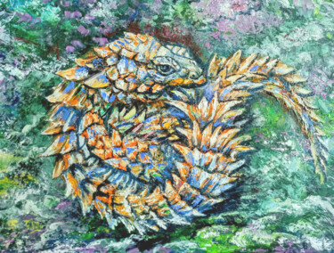 Peinture intitulée "Pangolin" par Olga Denisiuk, Œuvre d'art originale, Huile
