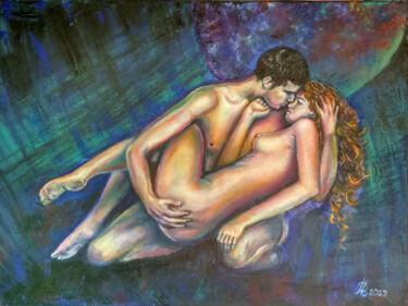Картина под названием "Засыпай, на руках у…" - Ольга Денисюк, Подлинное произведение искусства, Масло