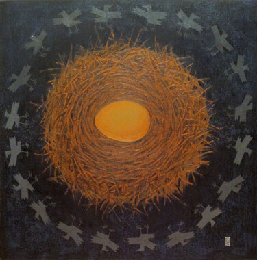 Картина под названием "В начале было..." - Ольга Горбунова, Подлинное произведение искусства, Масло Установлен на Деревянная…
