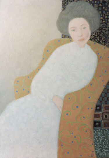 Painting titled ""Woman in white"" by Olga Gordienok, Original Artwork, Oil