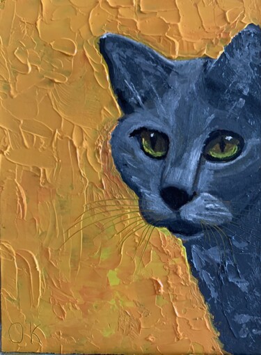 Ζωγραφική με τίτλο "Cat" από Ольга Карлина (Olga Karlina), Αυθεντικά έργα τέχνης, Λάδι