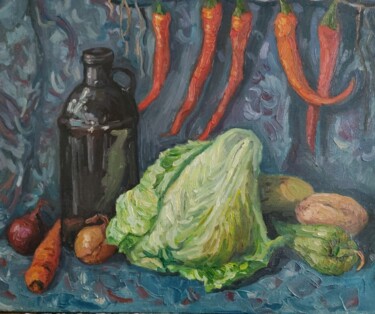 Pintura intitulada "Наюрморт." Капуста…" por Olga Korneichuk, Obras de arte originais, Óleo