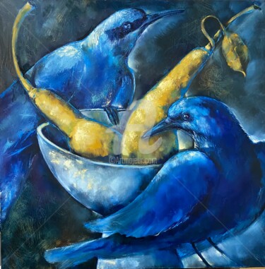 Peinture intitulée "Птицы счастья" par Olga Kovalchuk, Œuvre d'art originale, Huile