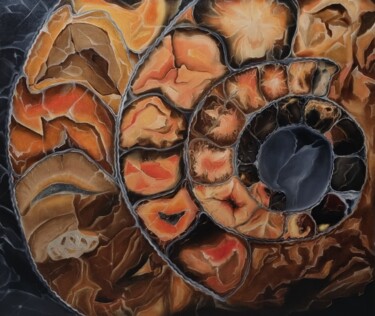 Peinture intitulée "Ammonite" par Olga Ostrometskaia, Œuvre d'art originale, Huile