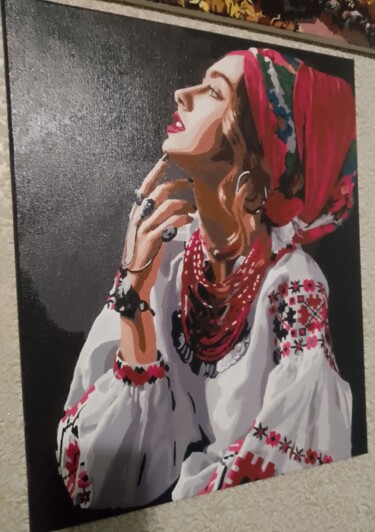 Painting titled "Украинка" by Ol Ga Podmogil Naa, Original Artwork, Acrylic