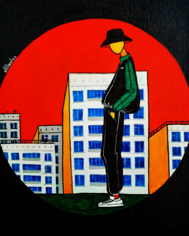Картина под названием "Во дворе" - Ольга Пономарева, Подлинное произведение искусства, Акрил