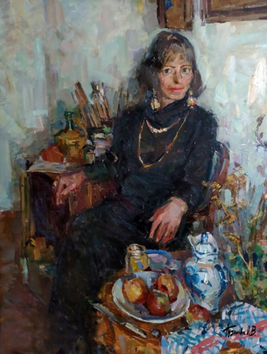 Pintura titulada "Искусствовед (art c…" por Olga Puzanova, Obra de arte original, Oleo