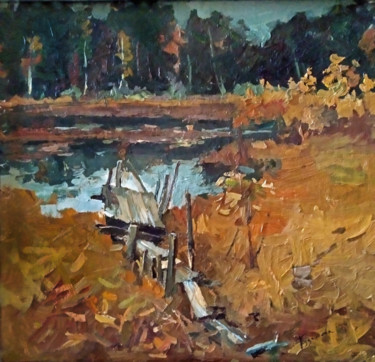 Ζωγραφική με τίτλο "Мостик (bridge) (La…" από Ольга Пузанова, Αυθεντικά έργα τέχνης, Λάδι