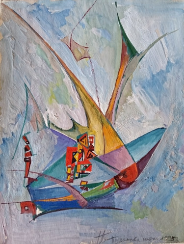 Painting titled "Summer wind" by Olga Puzanova, Original Artwork, Gouache
