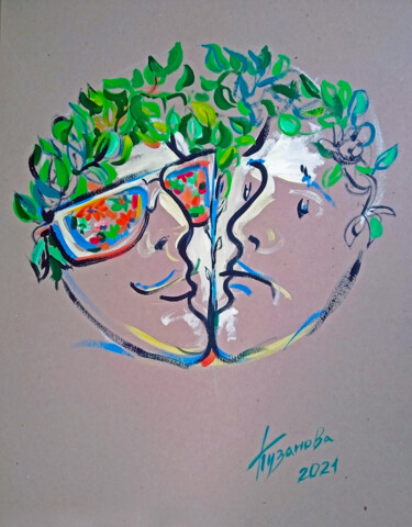 Рисунок под названием "sadness and joy" - Ольга Пузанова, Подлинное произведение искусства, Гуашь