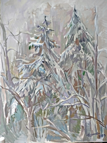 Malarstwo zatytułowany „January snow” autorstwa Ольга Пузанова, Oryginalna praca, Akryl