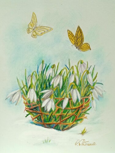 Dibujo titulada "Spring" por Ol Ga Rybina, Obra de arte original, Conté