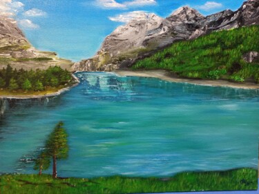 Картина под названием "Горное озеро" - Ольга Шумовская, Подлинное произведение искусства, Акрил