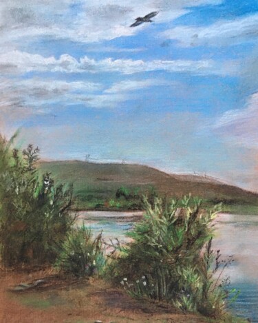 Картина под названием "Озеро" - Оля Ок, Подлинное произведение искусства, Пастель