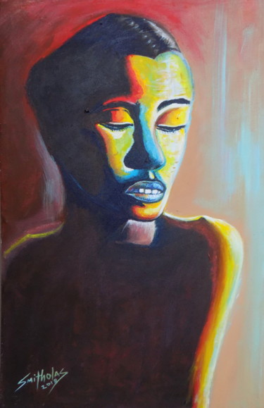 Картина под названием "meditation.jpg" - Olaoluwa Smith, Подлинное произведение искусства, Акрил