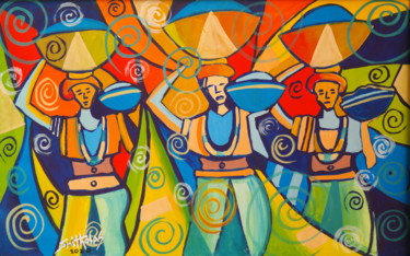 「Africa Milk seller」というタイトルの絵画 Olaoluwa Smithによって, オリジナルのアートワーク, グワッシュ水彩画