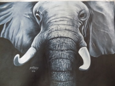 Pintura intitulada "Africa Elephant" por Olaoluwa Smith, Obras de arte originais, Acrílico