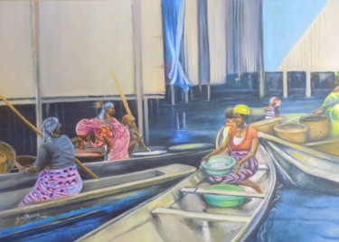 Schilderij getiteld "Ilaje makoko" door Olaoluwa Smith, Origineel Kunstwerk, Olie
