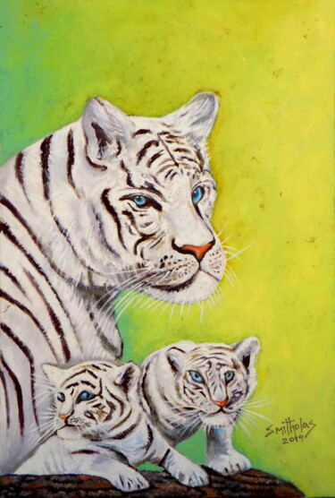 Pittura intitolato "Tiger" da Olaoluwa Smith, Opera d'arte originale, Olio