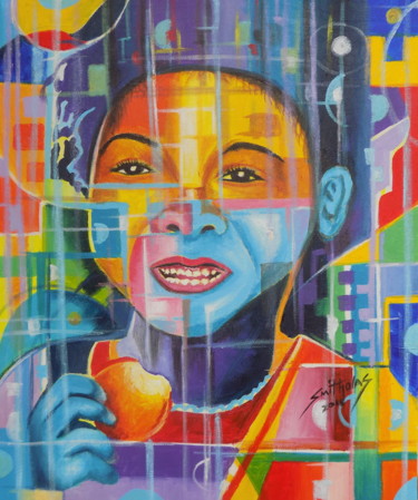 Peinture intitulée "smiles.jpg" par Olaoluwa Smith, Œuvre d'art originale, Acrylique