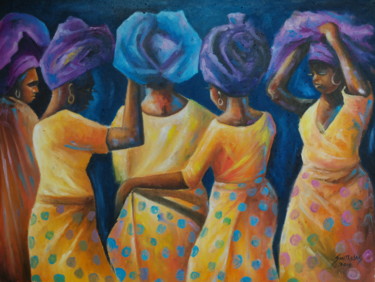 Peinture intitulée "Head Scarf Series" par Olaoluwa Smith, Œuvre d'art originale, Huile