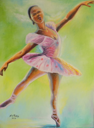 Schilderij getiteld "Ballerina" door Olaoluwa Smith, Origineel Kunstwerk, Olie