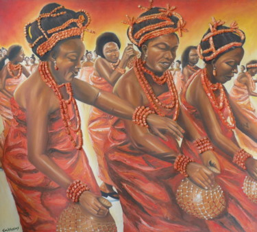 Malerei mit dem Titel "The uho Dance" von Olaoluwa Smith, Original-Kunstwerk, Acryl