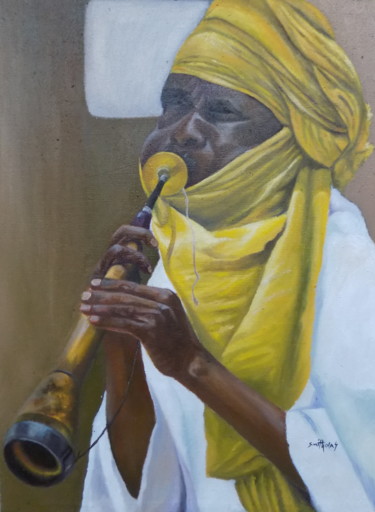 Painting titled "horn-blower.jpg" by Olaoluwa Smith, Original Artwork, Acrylic