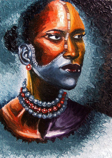 Schilderij getiteld "Pride of Africa" door Olaoluwa Smith, Origineel Kunstwerk, Olie