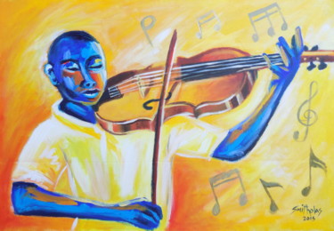 Painting titled "Volinist" by Olaoluwa Smith, Original Artwork, Acrylic