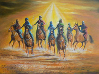 Malerei mit dem Titel "Return of the Durba…" von Olaoluwa Smith, Original-Kunstwerk, Öl