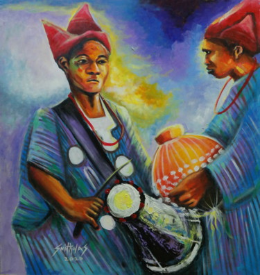 Malerei mit dem Titel "Bata Melody Makers" von Olaoluwa Smith, Original-Kunstwerk, Acryl