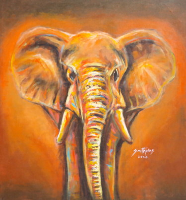 Schilderij getiteld "Elephant" door Olaoluwa Smith, Origineel Kunstwerk, Acryl