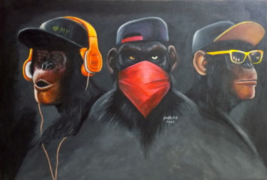 「The Three wise Swags」というタイトルの絵画 Olaoluwa Smithによって, オリジナルのアートワーク, アクリル