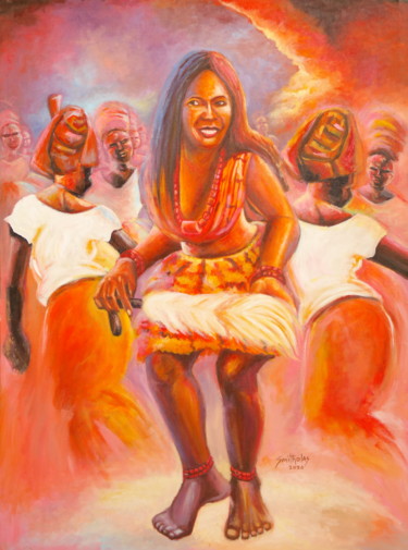 Картина под названием "African Mixed Dance…" - Olaoluwa Smith, Подлинное произведение искусства, Акрил