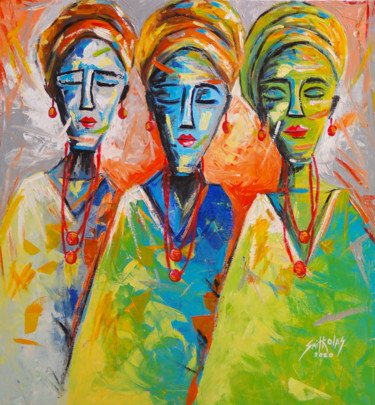 Pintura intitulada "Triplets" por Olaoluwa Smith, Obras de arte originais, Acrílico