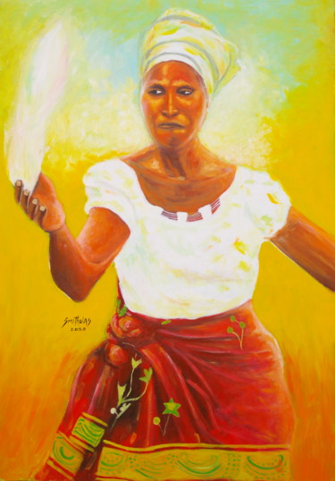 Картина под названием "Nigerian Igbo Dancer" - Olaoluwa Smith, Подлинное произведение искусства, Акрил