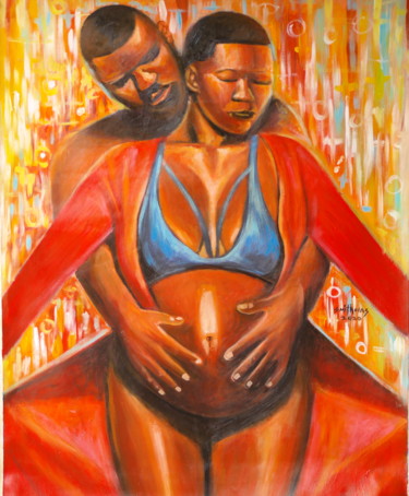 Schilderij getiteld "Bond" door Olaoluwa Smith, Origineel Kunstwerk, Acryl