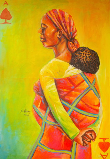 Painting titled "Joy of MotherHood" by Olaoluwa Smith, Original Artwork, Acrylic