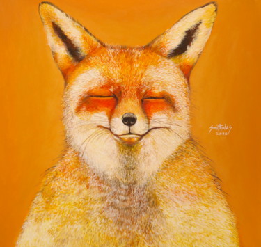 Malarstwo zatytułowany „Sleepy fox is sleepy” autorstwa Olaoluwa Smith, Oryginalna praca, Akryl