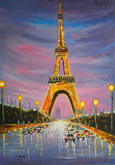 Painting titled "Paris of my Dreams" by Olaoluwa Smith, Original Artwork, Acrylic