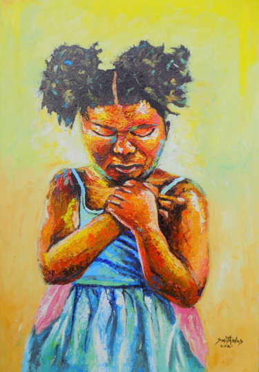 Malerei mit dem Titel "Let's Pray" von Olaoluwa Smith, Original-Kunstwerk, Acryl
