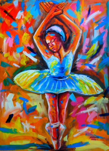 Malerei mit dem Titel "Happy Ballerina" von Olaoluwa Smith, Original-Kunstwerk, Acryl