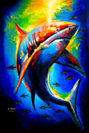 Картина под названием "Under sea Adventures" - Olaoluwa Smith, Подлинное произведение искусства, Акрил