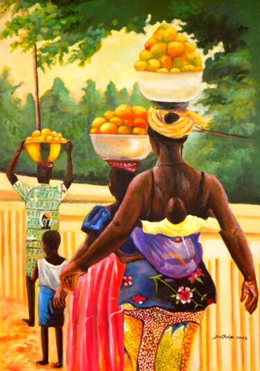 Schilderij getiteld "Harvest" door Olaoluwa Smith, Origineel Kunstwerk, Acryl