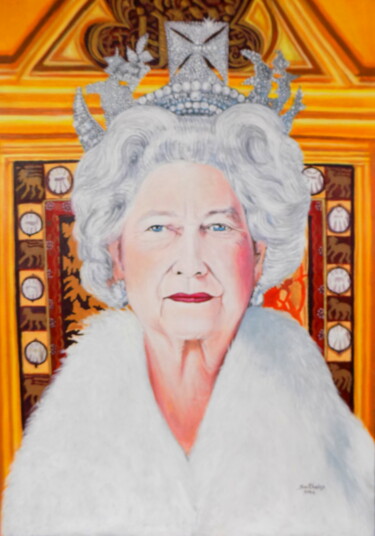 Pintura intitulada "Portrait of Queen E…" por Olaoluwa Smith, Obras de arte originais, Acrílico