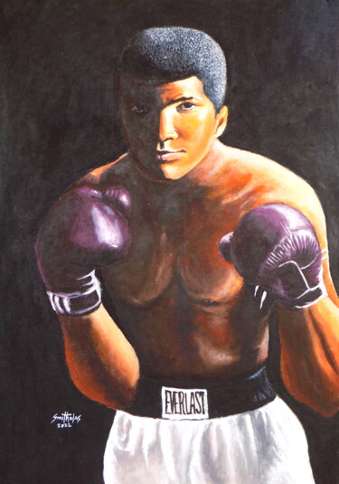 Pintura intitulada "Muhammed Ali" por Olaoluwa Smith, Obras de arte originais, Acrílico