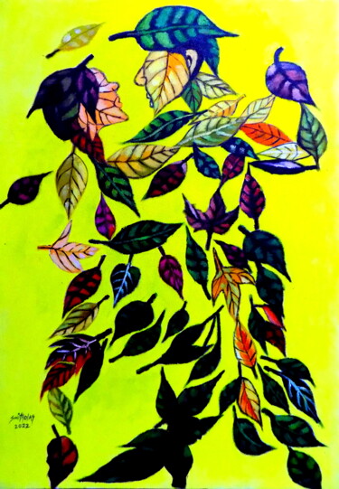 Painting titled "Botanic Bond" by Olaoluwa Smith, Original Artwork, Acrylic