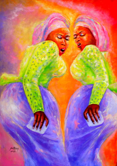 Malerei mit dem Titel "Owanbe Yoruba Dance…" von Olaoluwa Smith, Original-Kunstwerk, Acryl