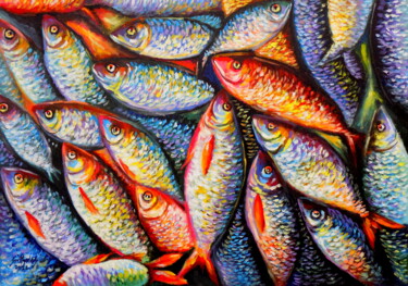 Peinture intitulée "Fish Study 2" par Olaoluwa Smith, Œuvre d'art originale, Acrylique